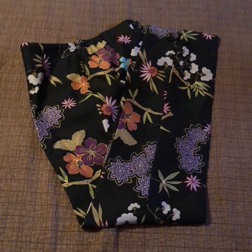 black floral silk pants Maggy London